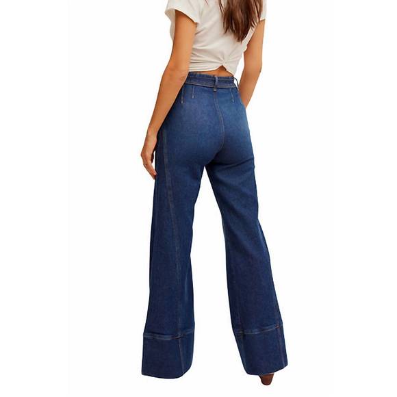 NEW FREE PEOPLE ryla a-line jeans in blue - Picture 3 of 4